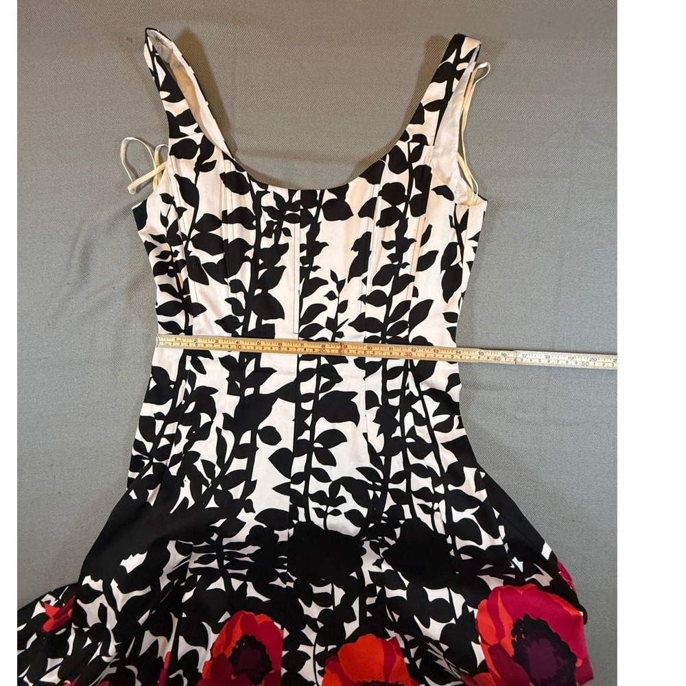 Jones New York Dress 6 Black White Red Poppy Floral Fit Flare Midi Dress 1907 - Picture 7 of 7